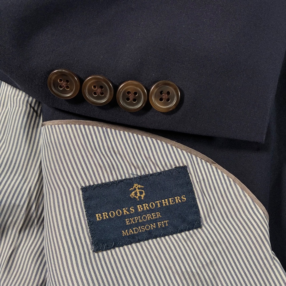 Brooks Brothers Explorer Madison Fit Blazer 48L Navy Blue Wool Stretch Blend